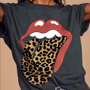 Free people Rolling Stones Leopard shirt